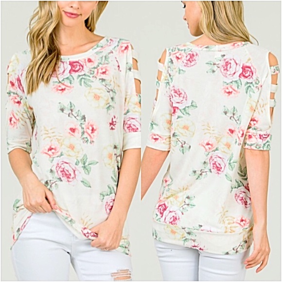 Supremely Soft Floral Ladder Sleeve Top SML - Picture 4 of 8
